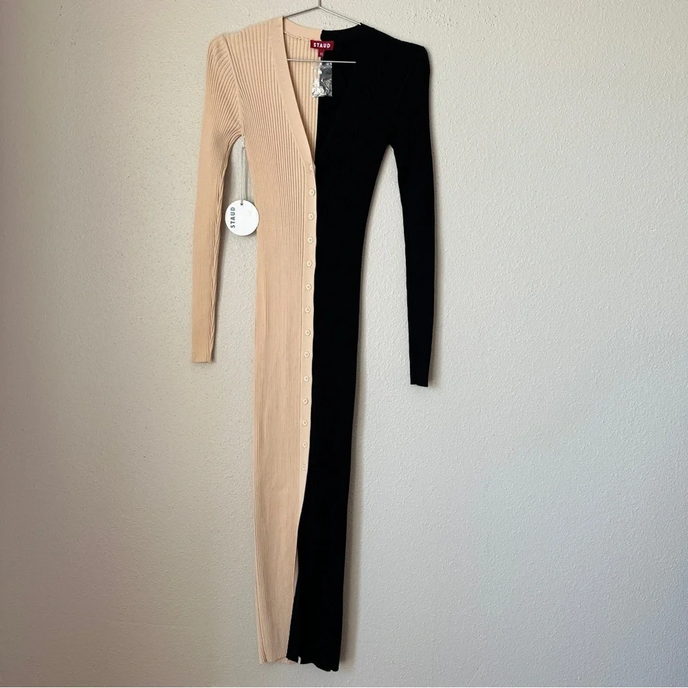 NWT Staud Shoko Colorblocked Midi-Dress - Picture 3 of 8